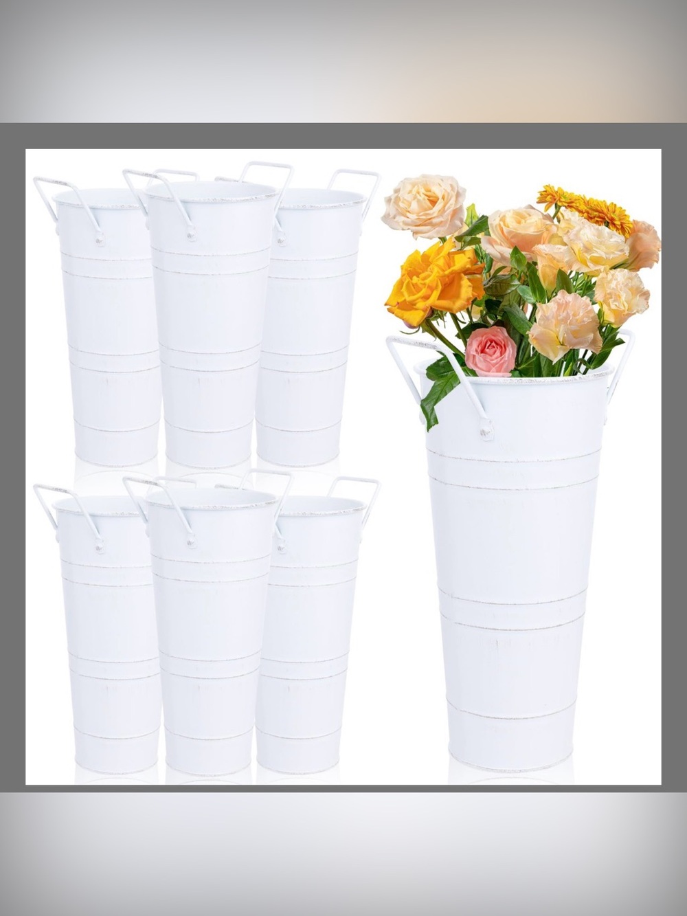 6 pcs metal vase with handle